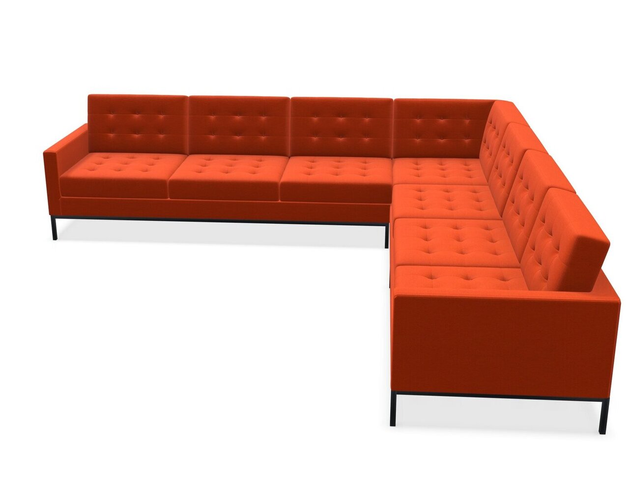 Knoll Florence Knoll Kollektion - Relax 7-Sitzer Sofa - Gestell lackiert, Farbe anthrazit - Tonus Orange