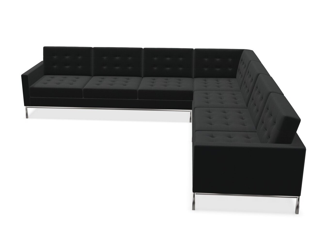 Knoll Florence Knoll Kollektion - Relax 7-Sitzer Sofa - Gestell hochglanzverchromt - Tonus Black