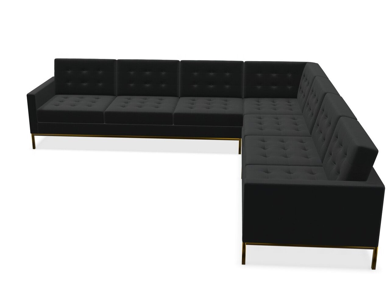 Knoll Florence Knoll Kollektion - Relax 7-Sitzer Sofa - Gestell lackiert, Farbe bronze - Tonus Black