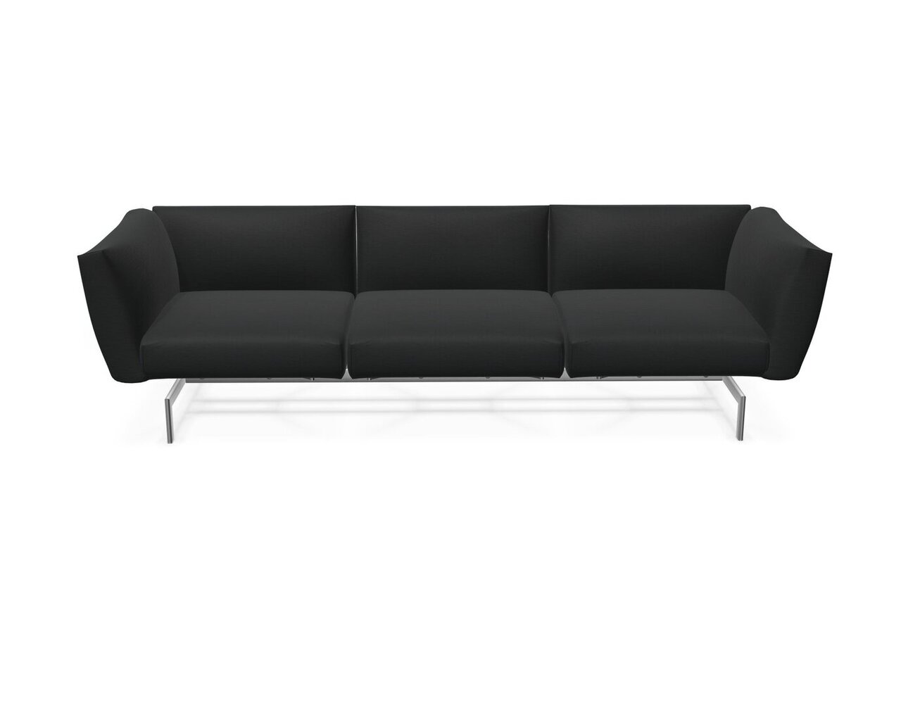 Knoll International Avio Sofa 3er Sofa Kompakte Version-Aluminiumfarbig Lackiertes Gestell-Black-Tonus 128t