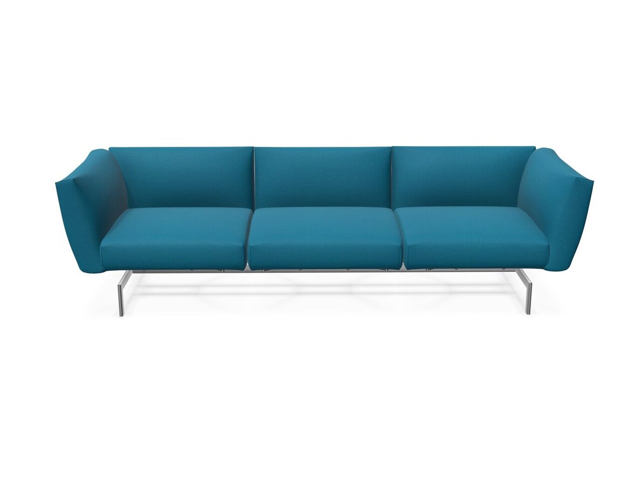 Knoll International Avio Sofa 3er Sofa Kompakte Version-Aluminiumfarbig Lackiertes Gestell-Turquoise-Tonus 854t