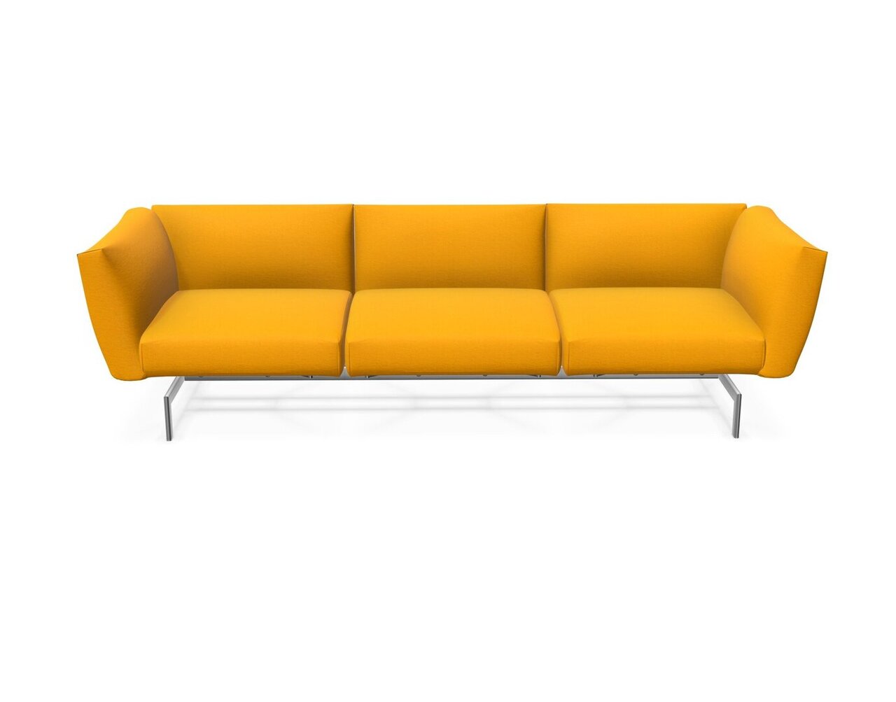 Knoll International Avio Sofa 3er Sofa Kompakte Version-Aluminiumfarbig Lackiertes Gestell-Yellow-Tonus 424t