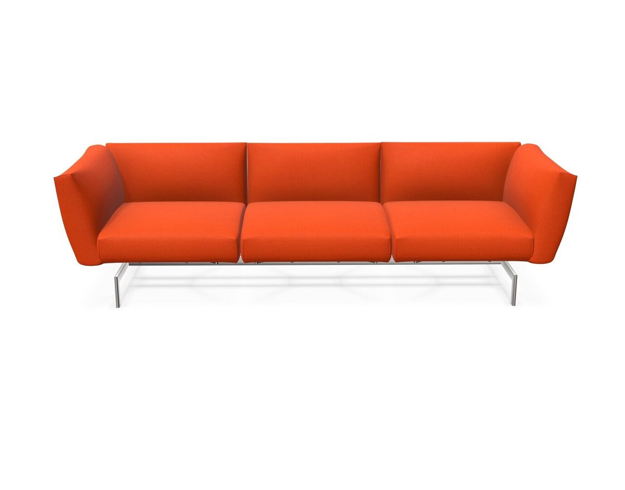 Knoll International Avio Sofa 3er Sofa Kompakte Version-Gestell hochglänzend Chrom-Orange-Tonus 125t