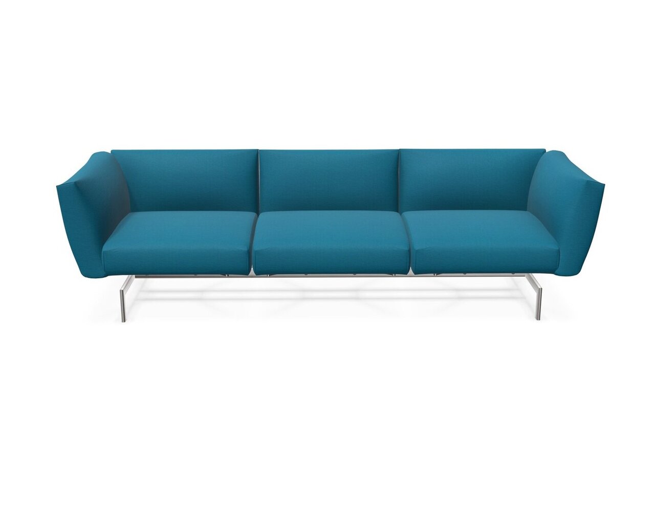 Knoll International Avio Sofa 3er Sofa Kompakte Version-Gestell hochglänzend Chrom-Turquoise-Tonus 854t