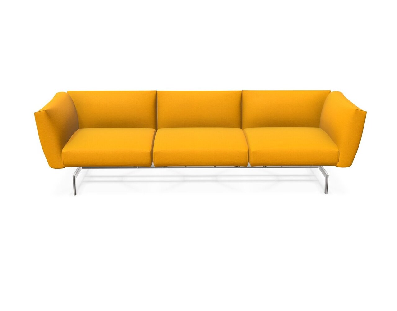Knoll International Avio Sofa 3er Sofa Kompakte Version-Gestell hochglänzend Chrom-Yellow-Tonus 424t