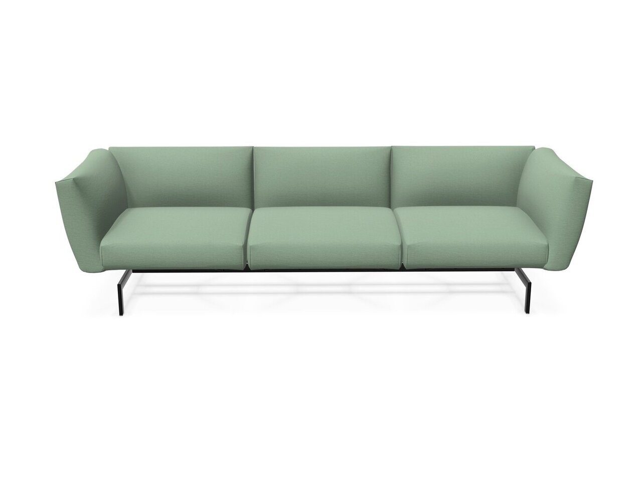 Knoll International Avio Sofa 3er Sofa Kompakte Version-Schwarz Lackiertes Gestell-Aquamarine-Tonus 914t