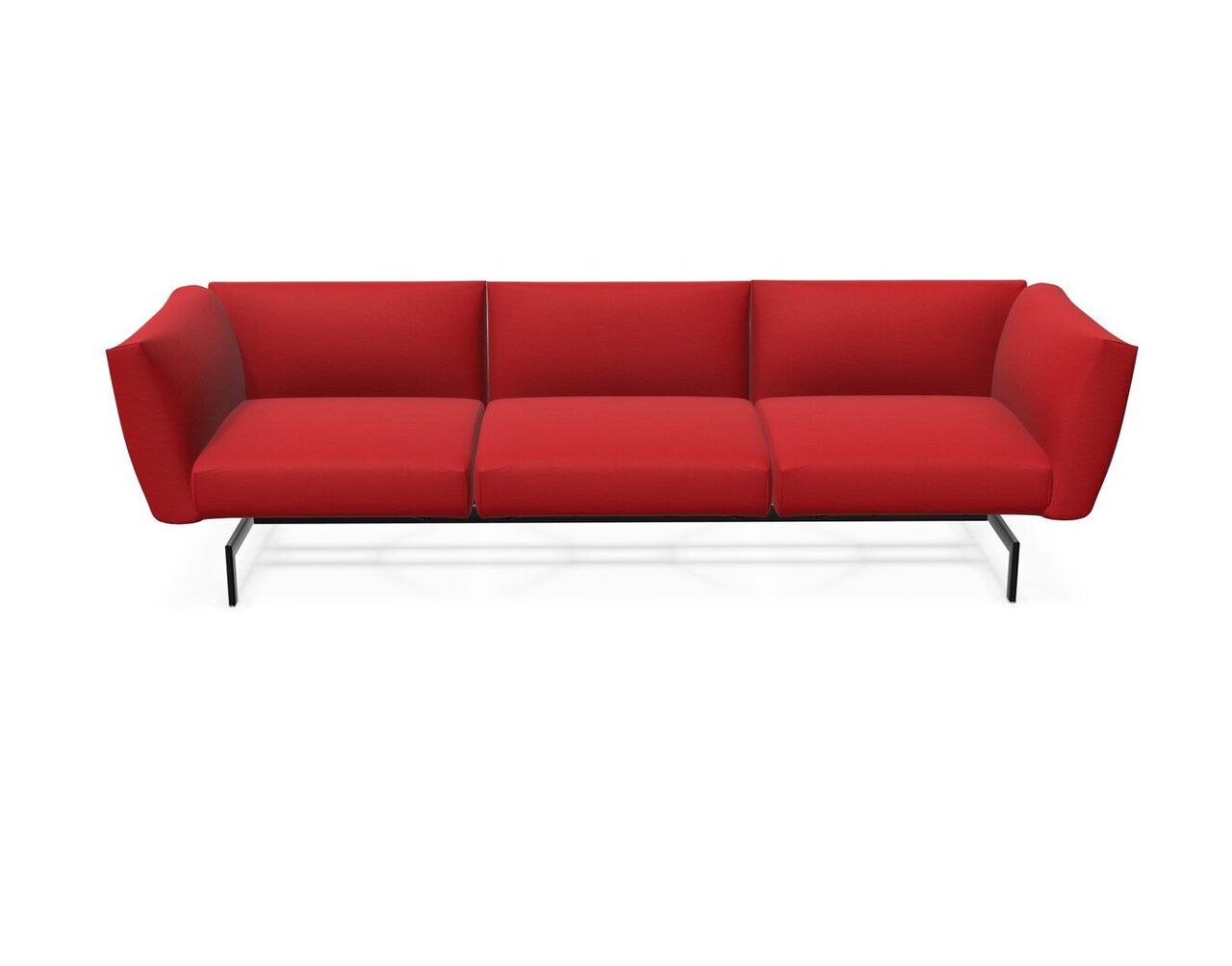 Knoll International Avio Sofa 3er Sofa Kompakte Version-Schwarz Lackiertes Gestell-Bright Red-Tonus 130t