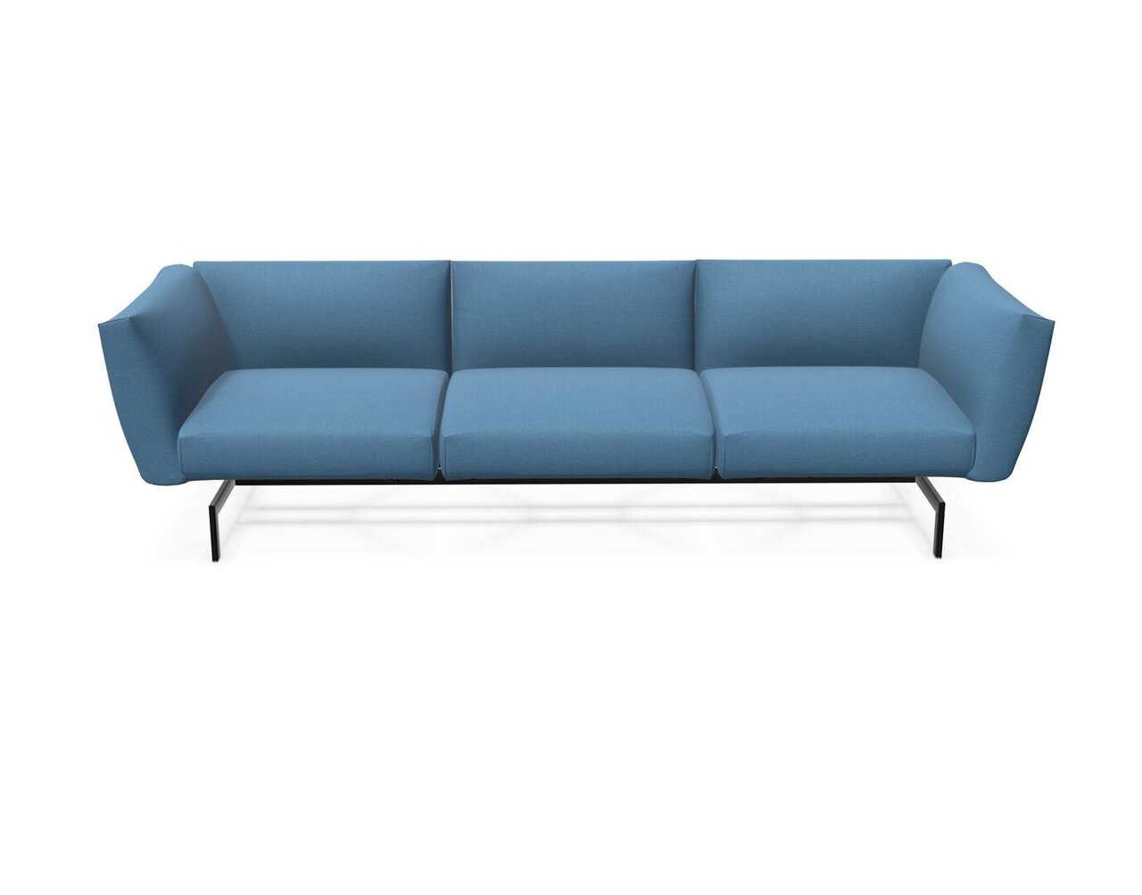 Knoll International Avio Sofa 3er Sofa Kompakte Version-Schwarz Lackiertes Gestell-Light Azure-Tonus 508t