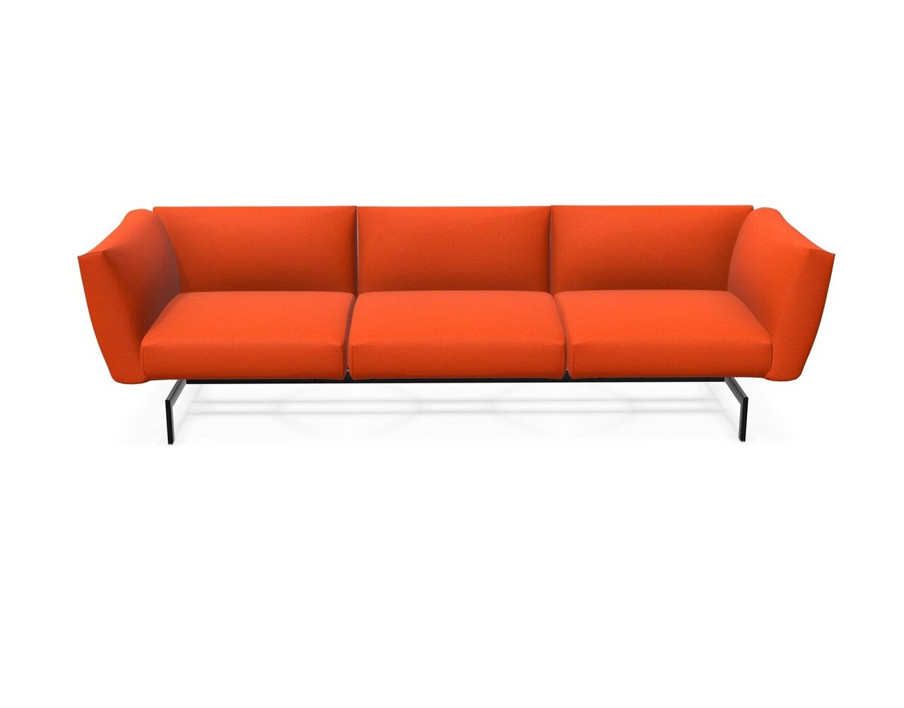 Knoll International Avio Sofa 3er Sofa Kompakte Version-Schwarz Lackiertes Gestell-Orange-Tonus 125t