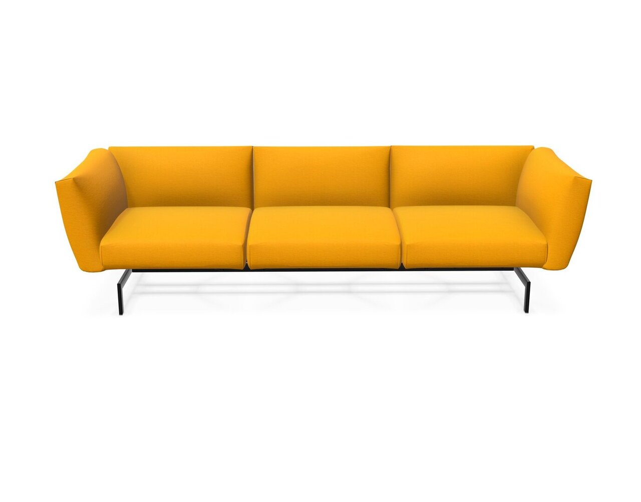 Knoll International Avio Sofa 3er Sofa Kompakte Version-Schwarz Lackiertes Gestell-Yellow-Tonus 424t