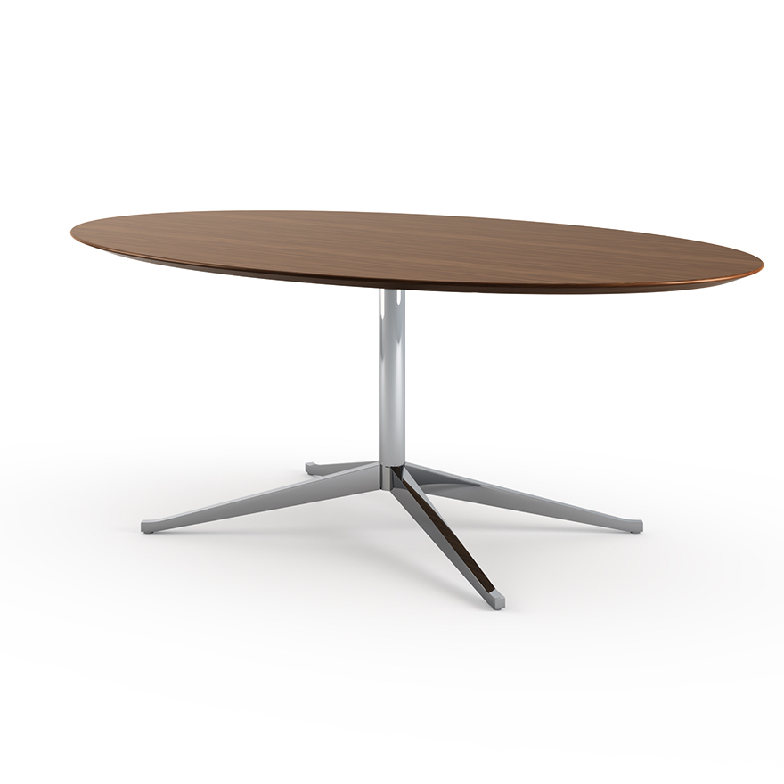 Knoll Florence Table Desk - 78" Oval - Medium Brown Mahogany