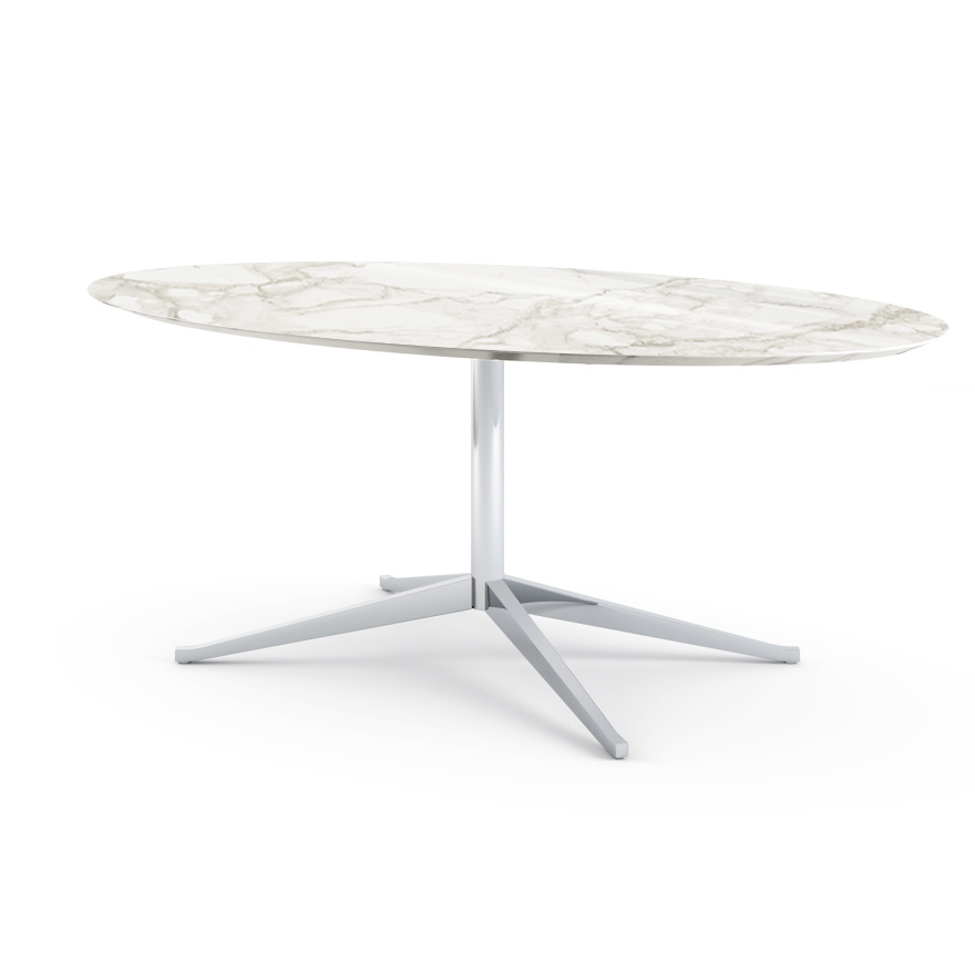 Knoll Florence Table Desk - 78" Oval - Calacatta marble, Shiny finish