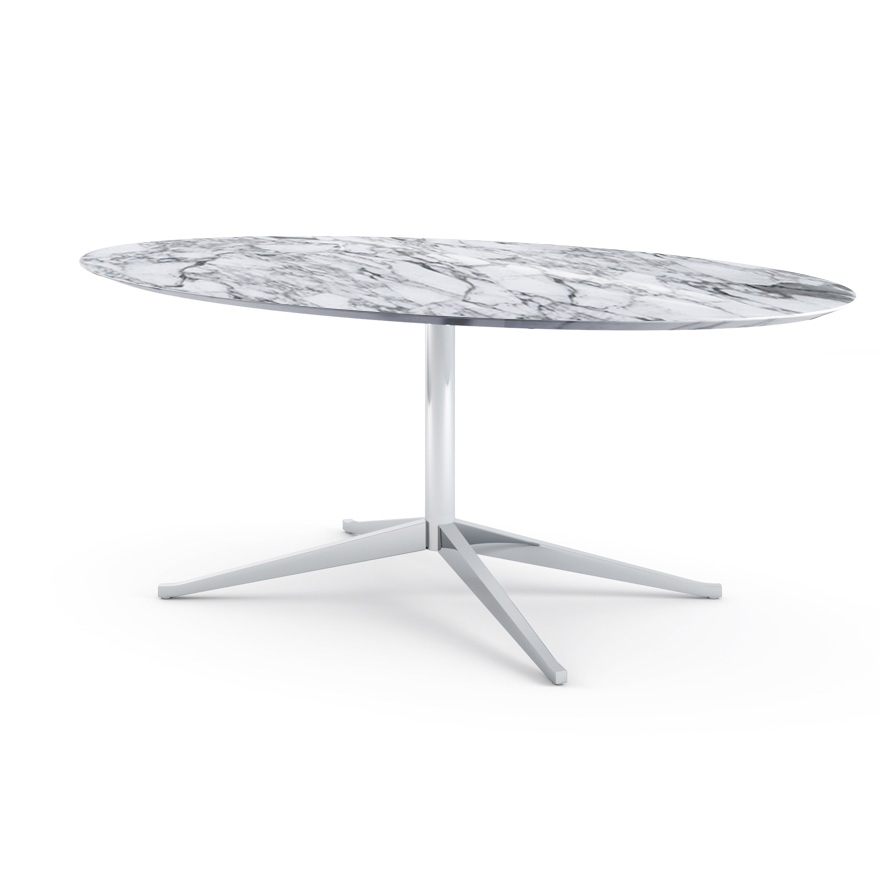 Knoll Florence Table Desk - 78" Oval - Arabescato marble, Shiny finish