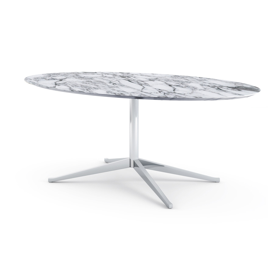 Knoll Florence Table Desk - 78" Oval - Arabescato marble, Satin finish