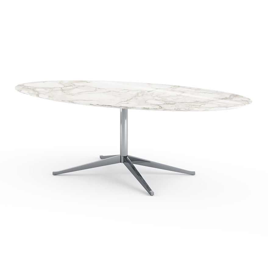 Knoll Florence Table Desk - 96" Oval - Calacatta marble, Shiny finish