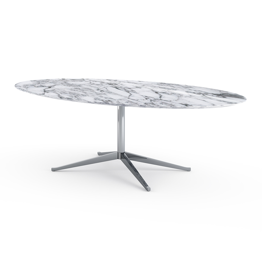 Knoll Florence Table Desk - 96" Oval - Arabescato marble, Shiny finish