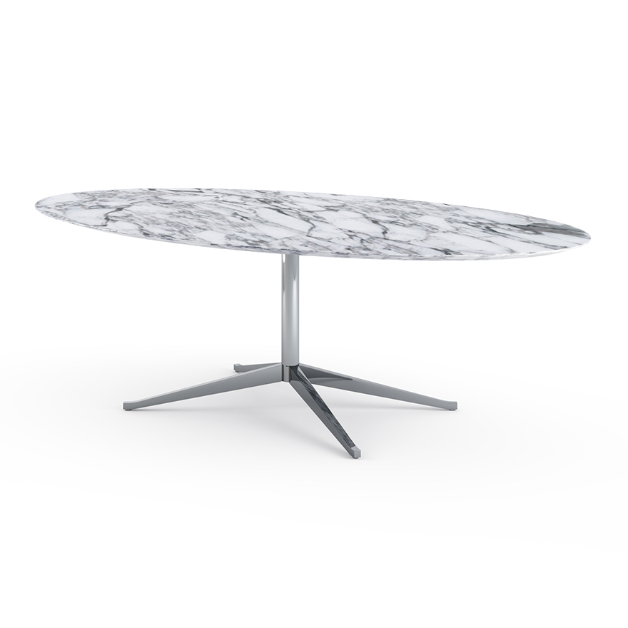 Knoll Florence Table Desk - 96" Oval - Arabescato marble, Satin finish