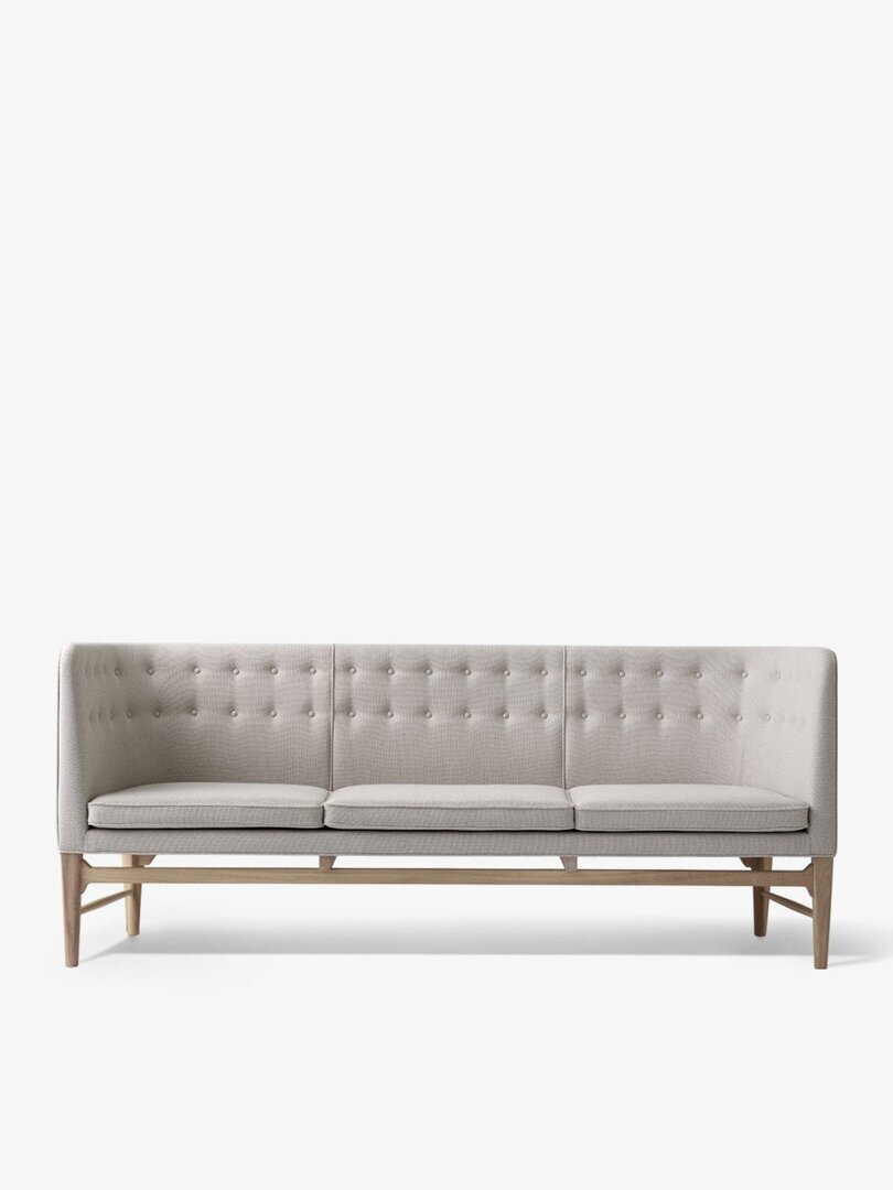 AndTradition Mayor AJ5 3-Sitzer Sofa - Eiche weiß geölt m. Hallingdal 130grau/Gestell Eiche geräuchert/Stoff Remix 123