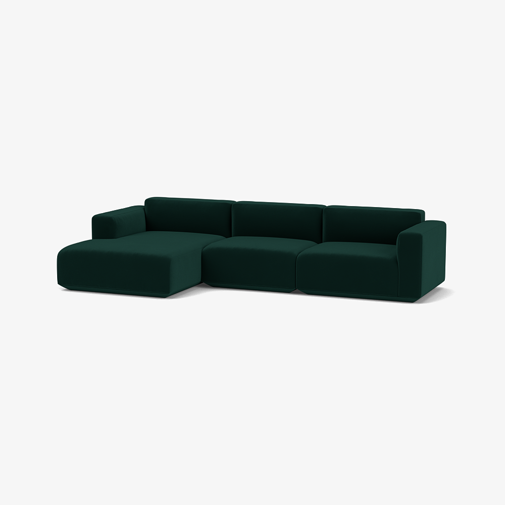 &Tradition Develius Sofa 3 Sitzer mit Chaiselong-Ritz 6726 Dark Green-Chaiselong Links