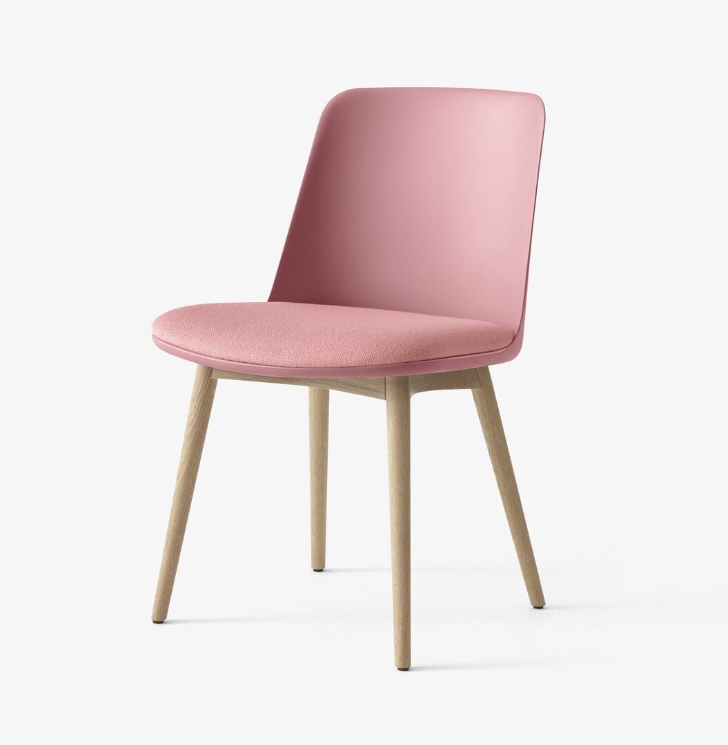 &Tradition Rely HW72 - Stuhl mit Sitzkissen: Oak - Soft Pink - Vidar-0622
