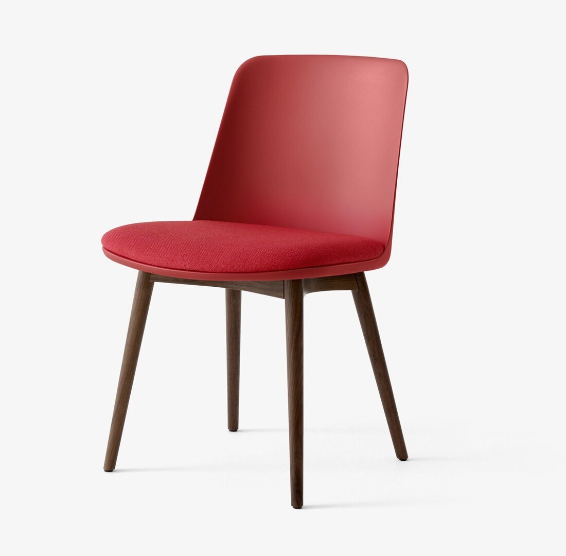 &Tradition Rely HW72 - Stuhl mit Sitzkissen: Walnut - Vermilion Red - Hallingdal-680