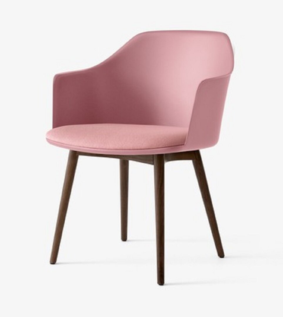 &Tradition Rely HW77 - Sessel mit Sitzkissen: Walnut - Soft Pink - Vidar-0622