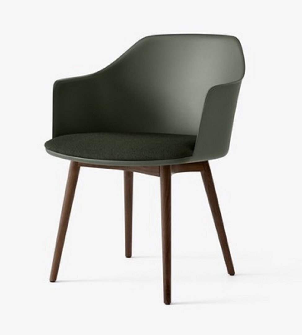 &Tradition Rely HW77 - Sessel mit Sitzkissen: Walnut - Bronze Green - Vidar-0972