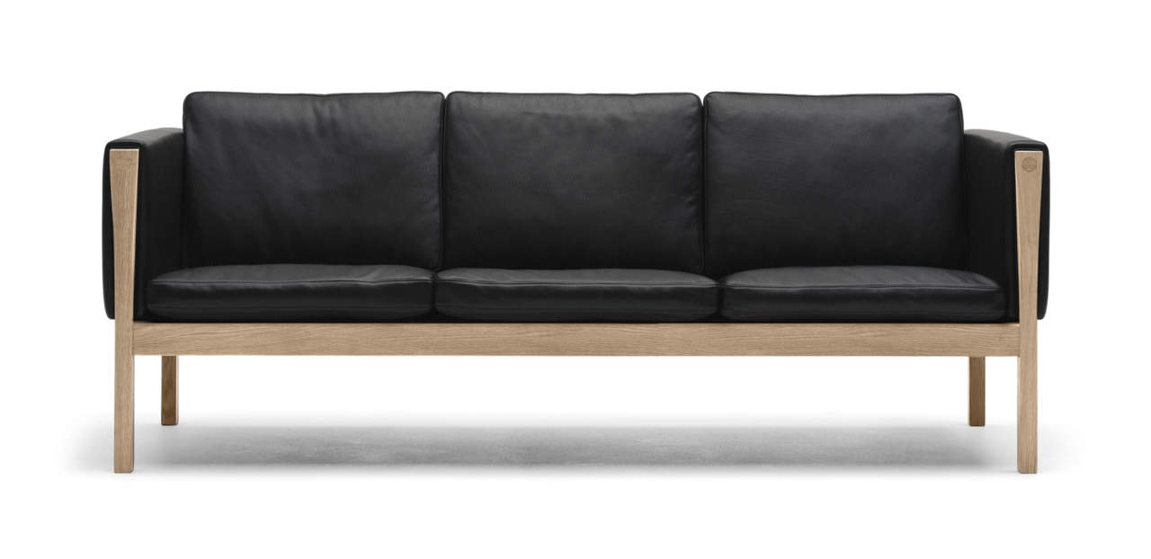 Carl Hansen & Søn CH163 Sofa - Leder Thor 301 - schwarz - Eiche geölt