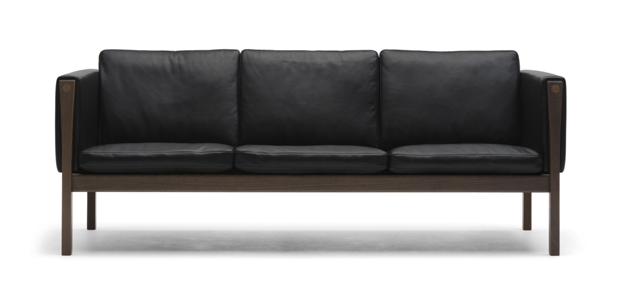 Carl Hansen & Søn CH163 Sofa - Leder Thor 301 - schwarz - Walnuss geölt
