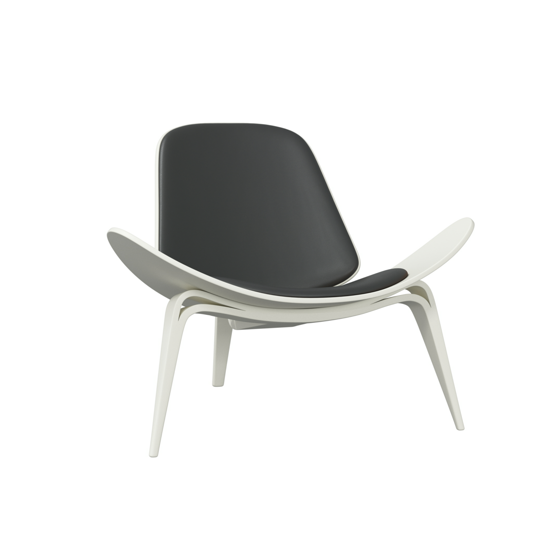 Carl Hansen & Søn CH07 Shell Chair - CHS Soft Farben - natural white / Leder Loke 7150 schwarz
