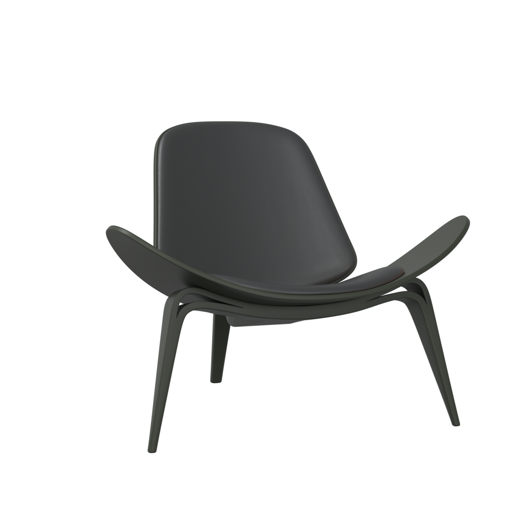 Carl Hansen & Søn CH07 Shell Chair - CHS Soft Farben - green / Leder Loke 7150 schwarz