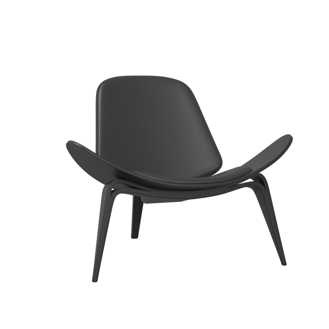 Carl Hansen & Søn CH07 Shell Chair - CHS Soft Farben - black / Leder Loke 7150 schwarz