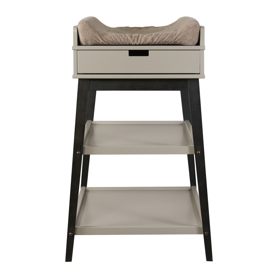 Quax Changing Table - Hip + Drawer - Stone/Eboni - Wickeltisch