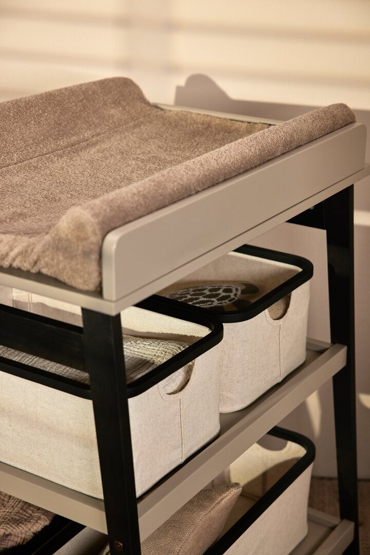 Quax Changing Table - Hip + Drawer - Stone/Eboni - Wickeltisch
