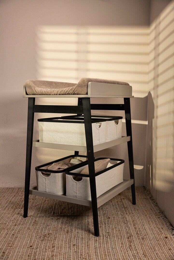 Quax Changing Table - Hip + Drawer - Stone/Eboni - Wickeltisch