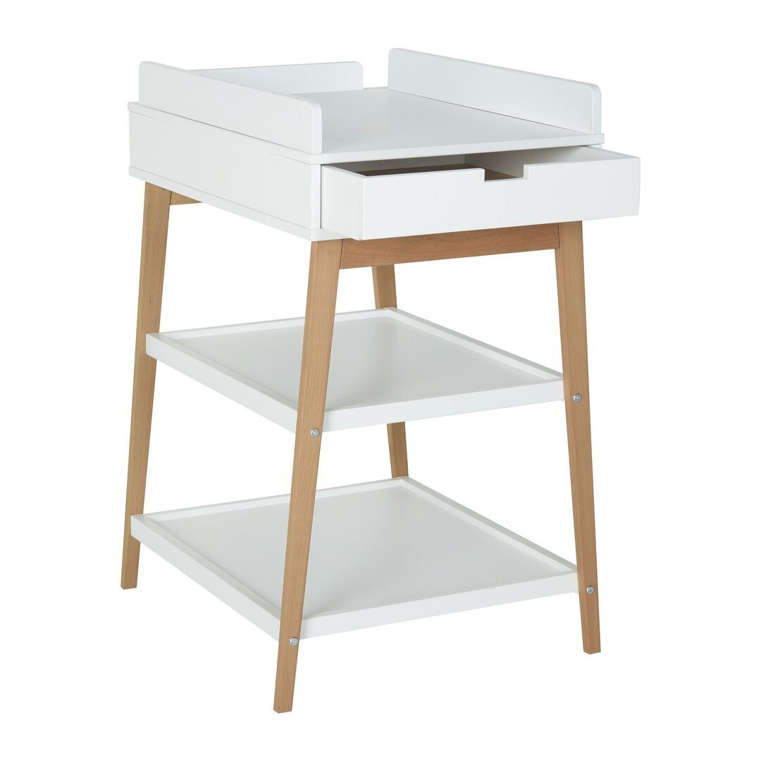 Quax Changing Table - Hip + Drawer - White/Naturel Wickeltisch