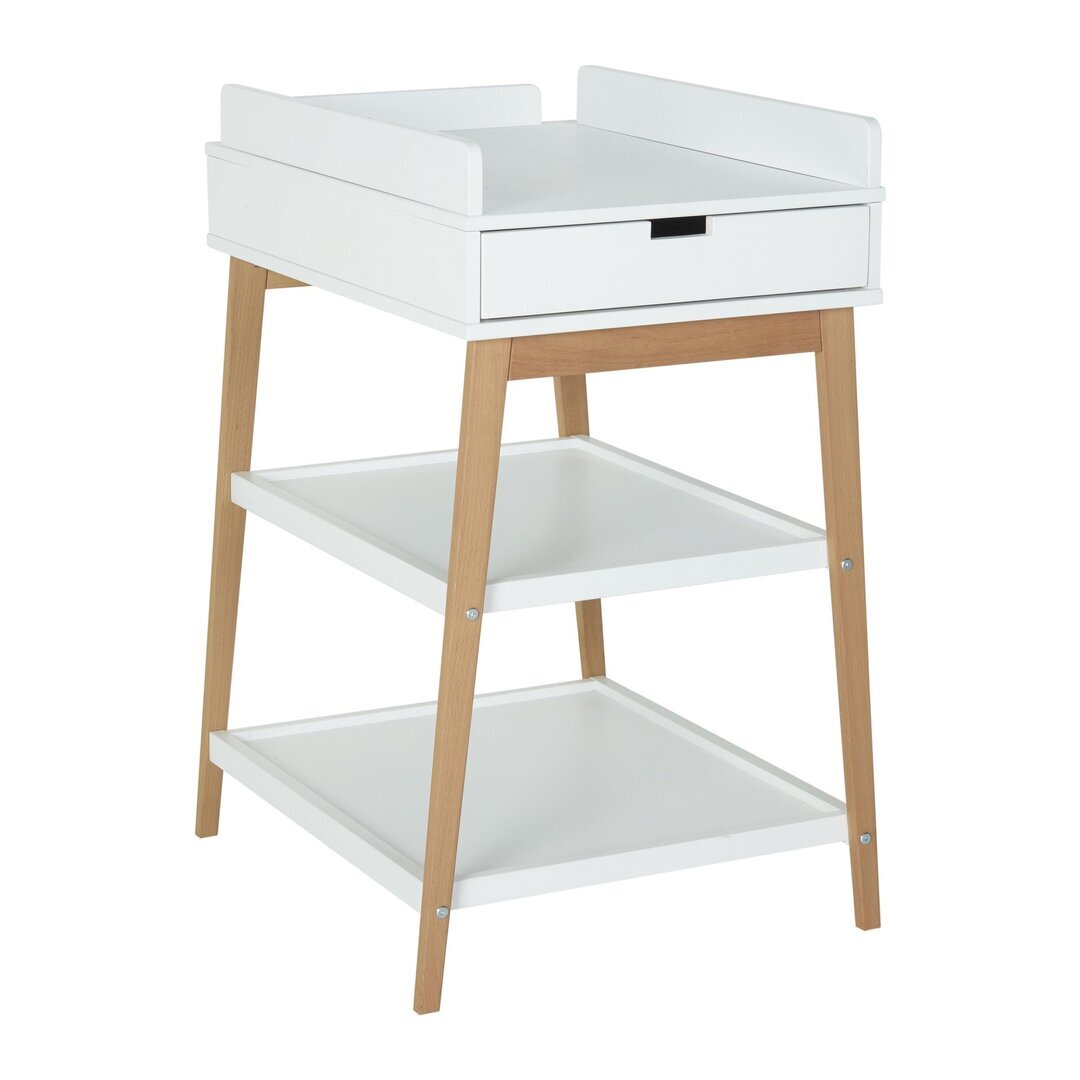 Quax Changing Table - Hip + Drawer - White/Naturel Wickeltisch