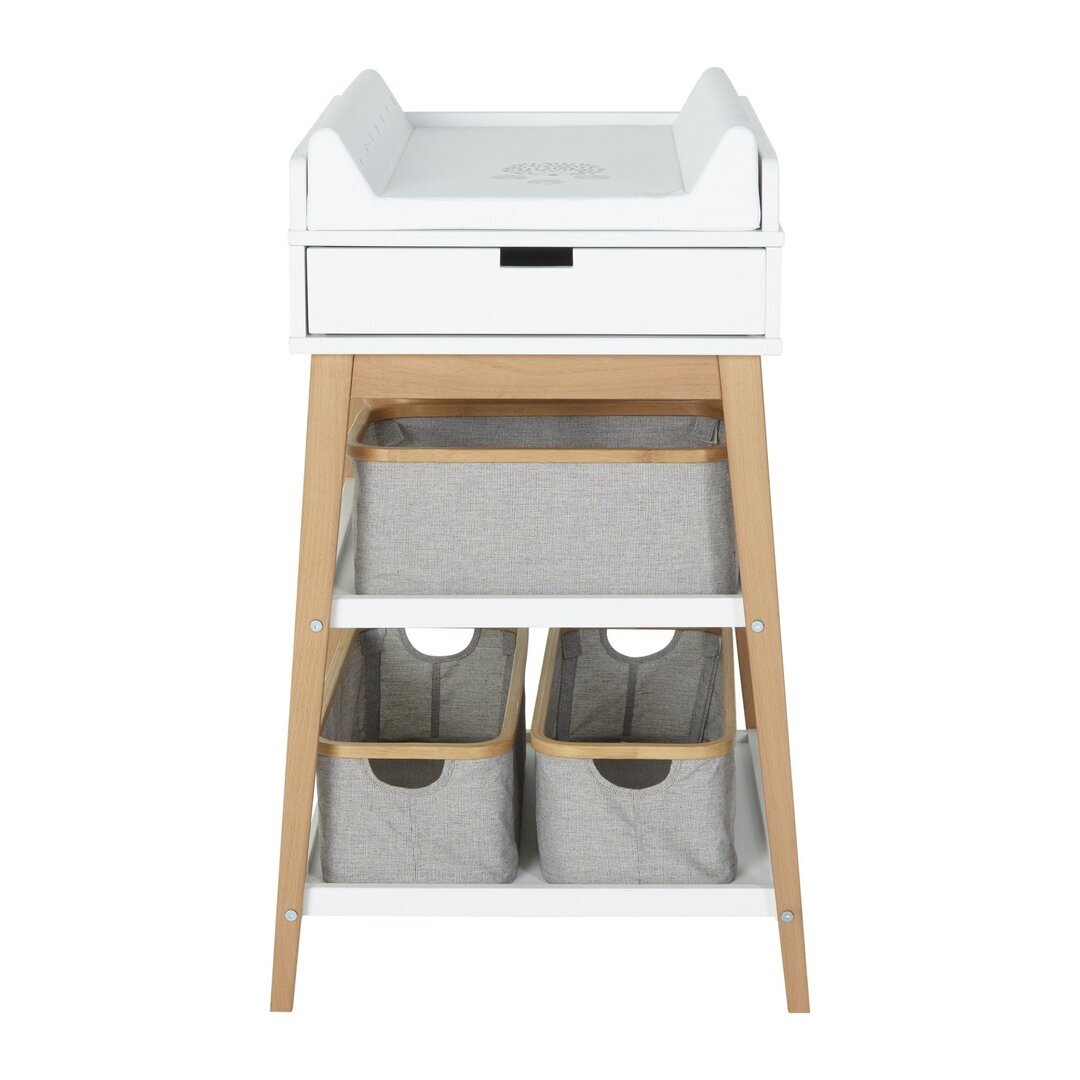 Quax Changing Table - Hip + Drawer - White/Naturel Wickeltisch