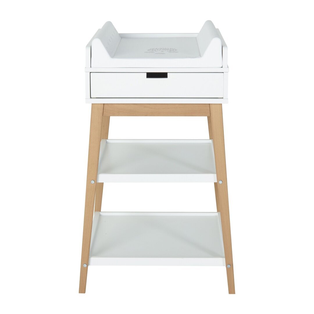 Quax Changing Table - Hip + Drawer - White/Naturel Wickeltisch