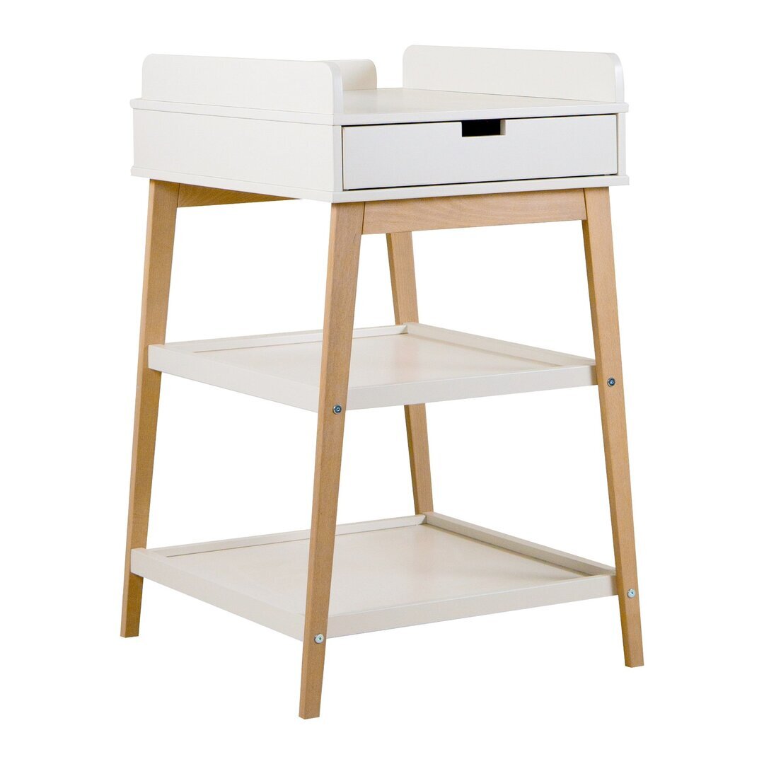 Quax Changing Table - Hip + Drawer - White/Naturel Wickeltisch