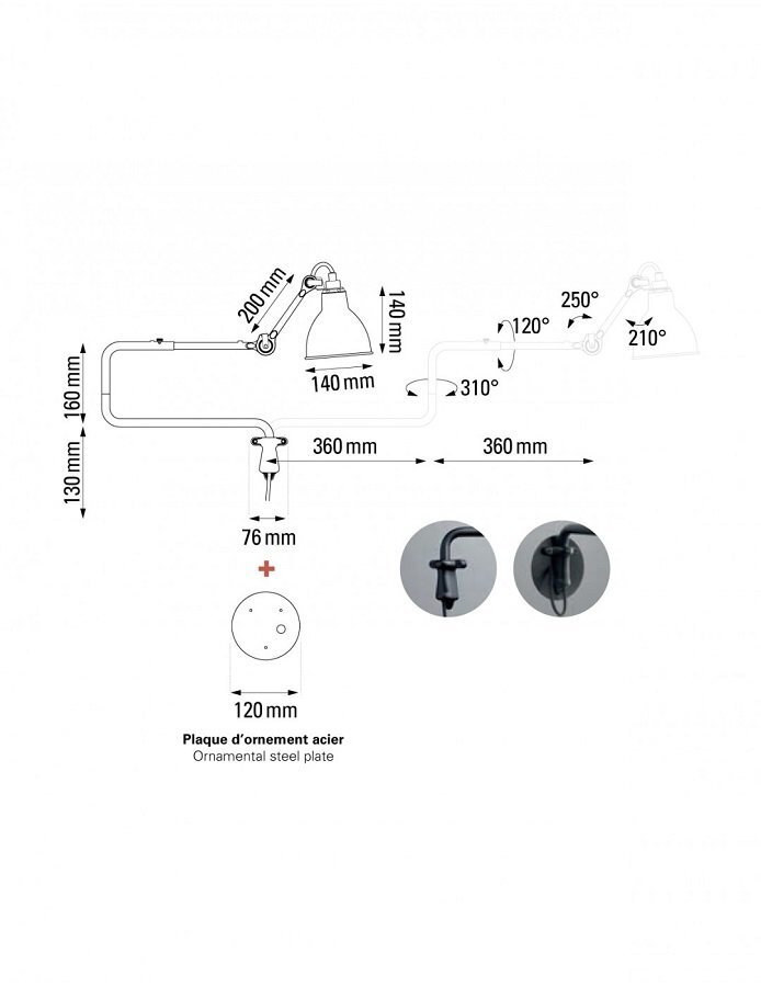 DCW Lampe Gras N°303 Wandleuchte Conic