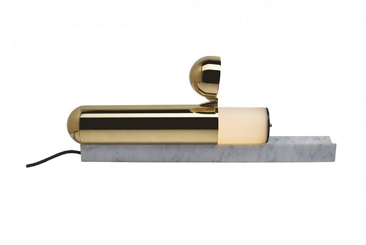DCW ISP Tischlampe - White Marble - Natural Brass