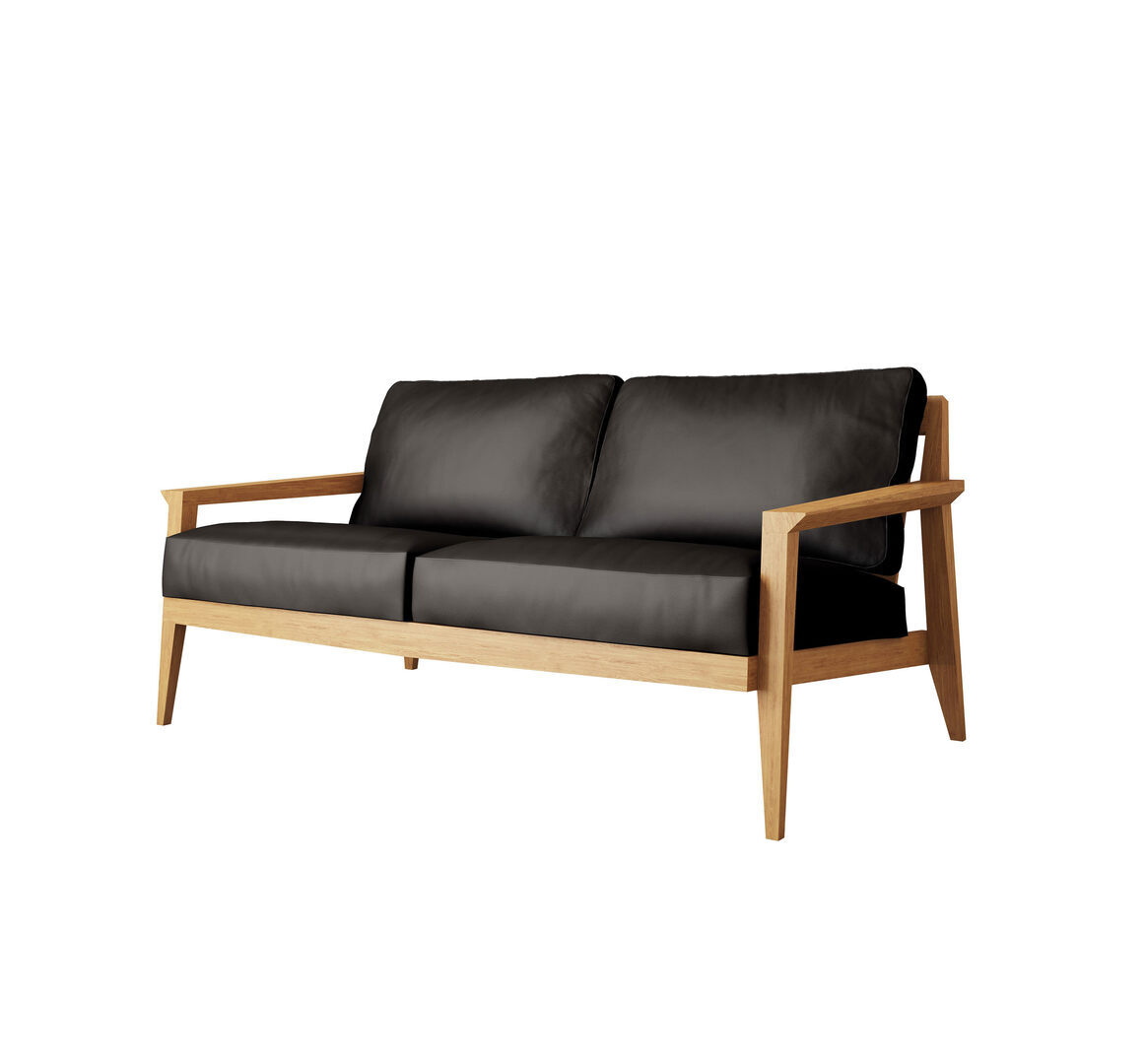 Case Stanley 2-Seater Sofa - Oak Frame- Leather Flamenco Black
