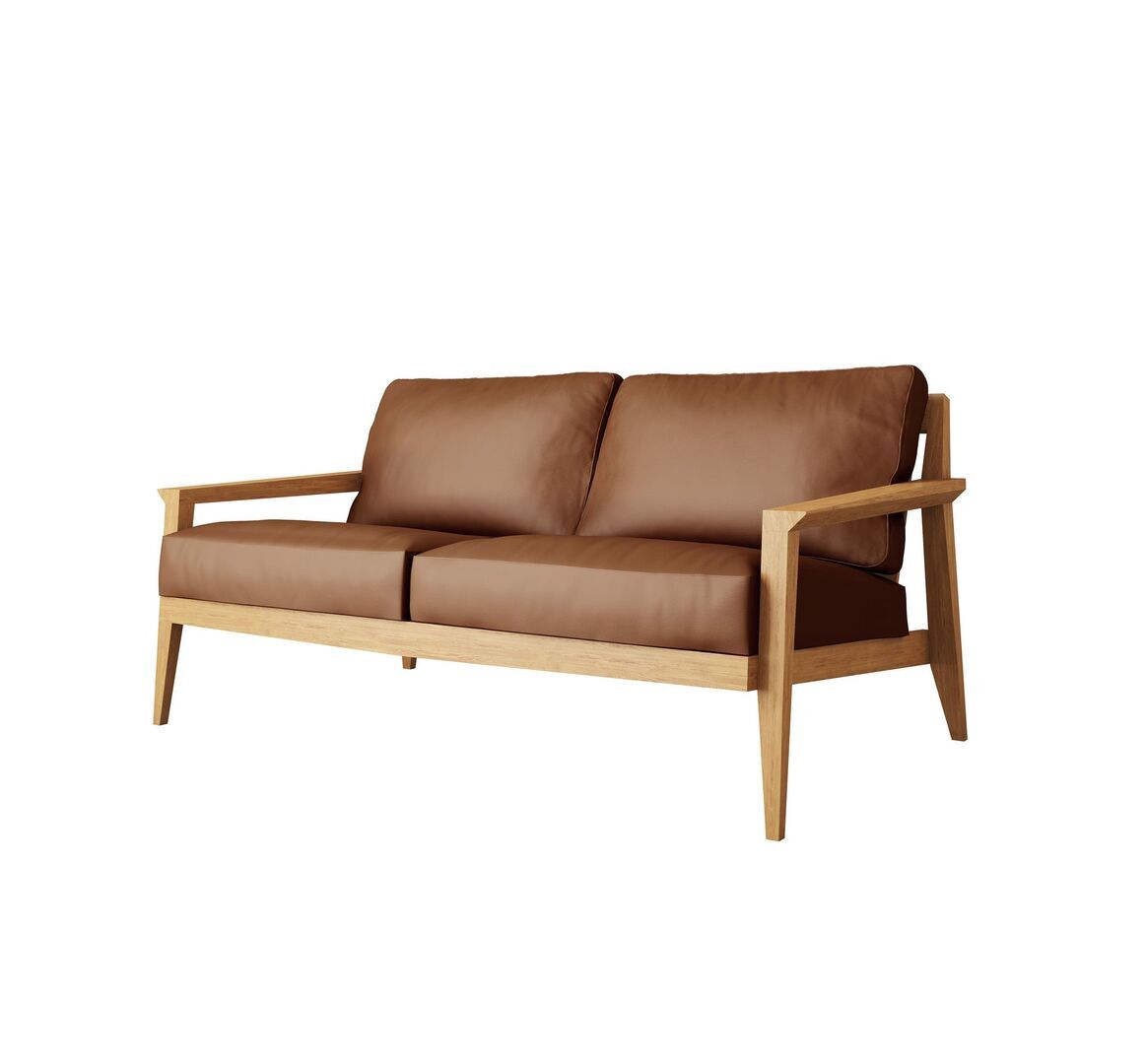 Case Stanley 2-Seater Sofa - Oak Frame- Leather Flamenco Brown