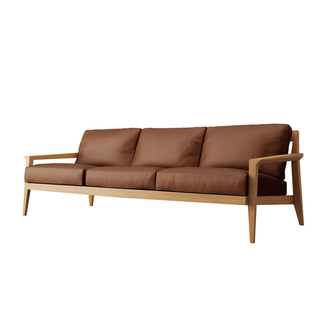 Case Stanley 3-Seater Sofa - Oak Frame- Leather Flamenco Brown