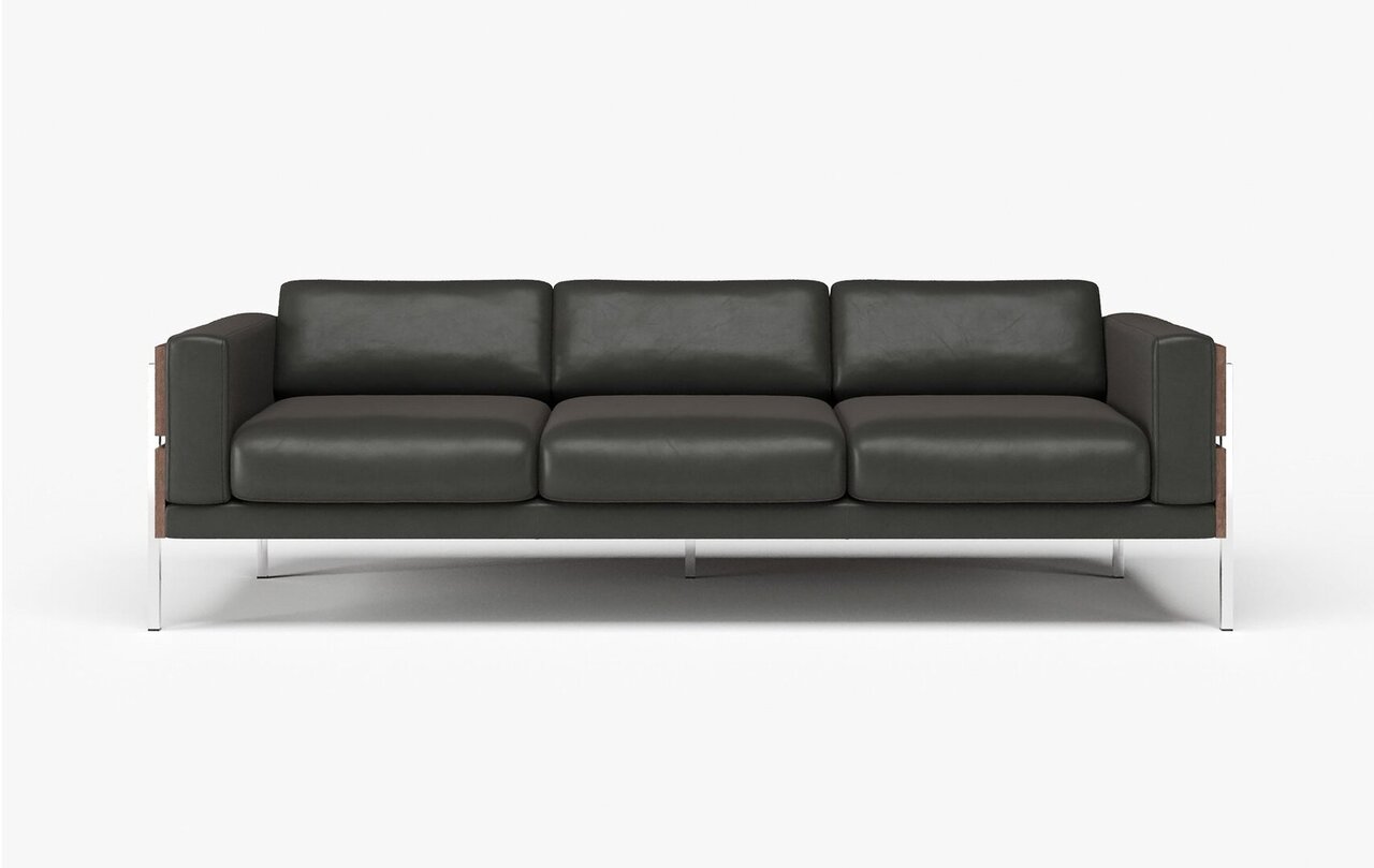 Case Forum - 3-Sitzer Sofa - Black Leather