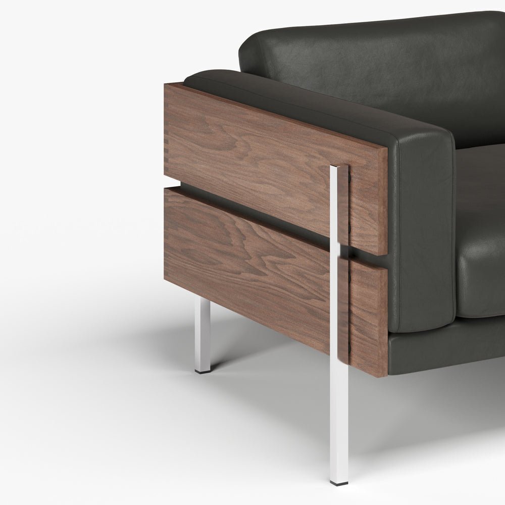 Case Forum -  Armsessel - Walnut / Black Leather