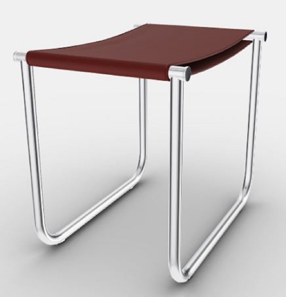 Cassina 9 Tabouret - Hocker - Verchromt - Rootbraun