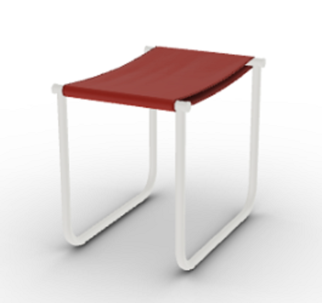 Cassina 9 Tabouret - Hocker - Elfenbein_Lackiert_China_Rot