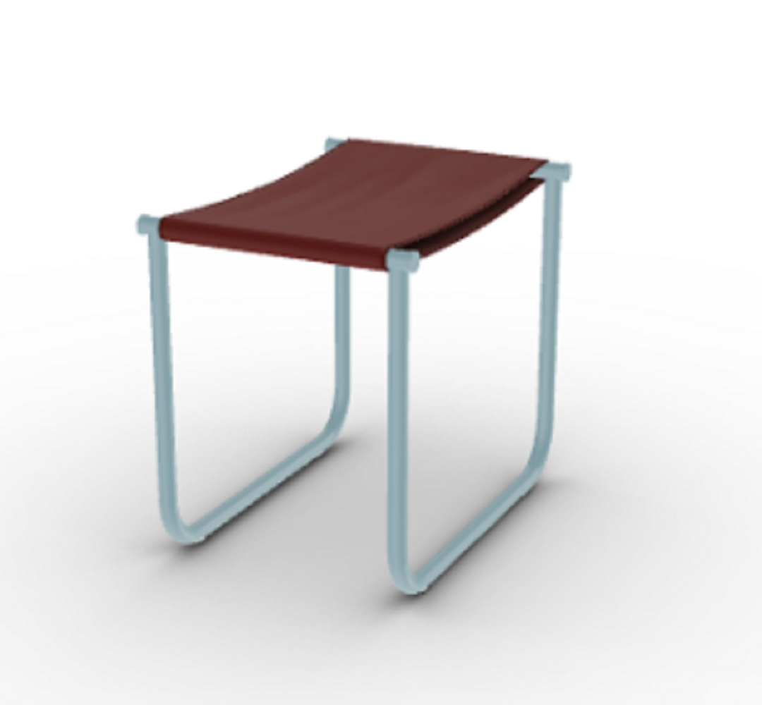 Cassina 9 Tabouret - Hocker - Rotbraun_Hellblau_Lackiert